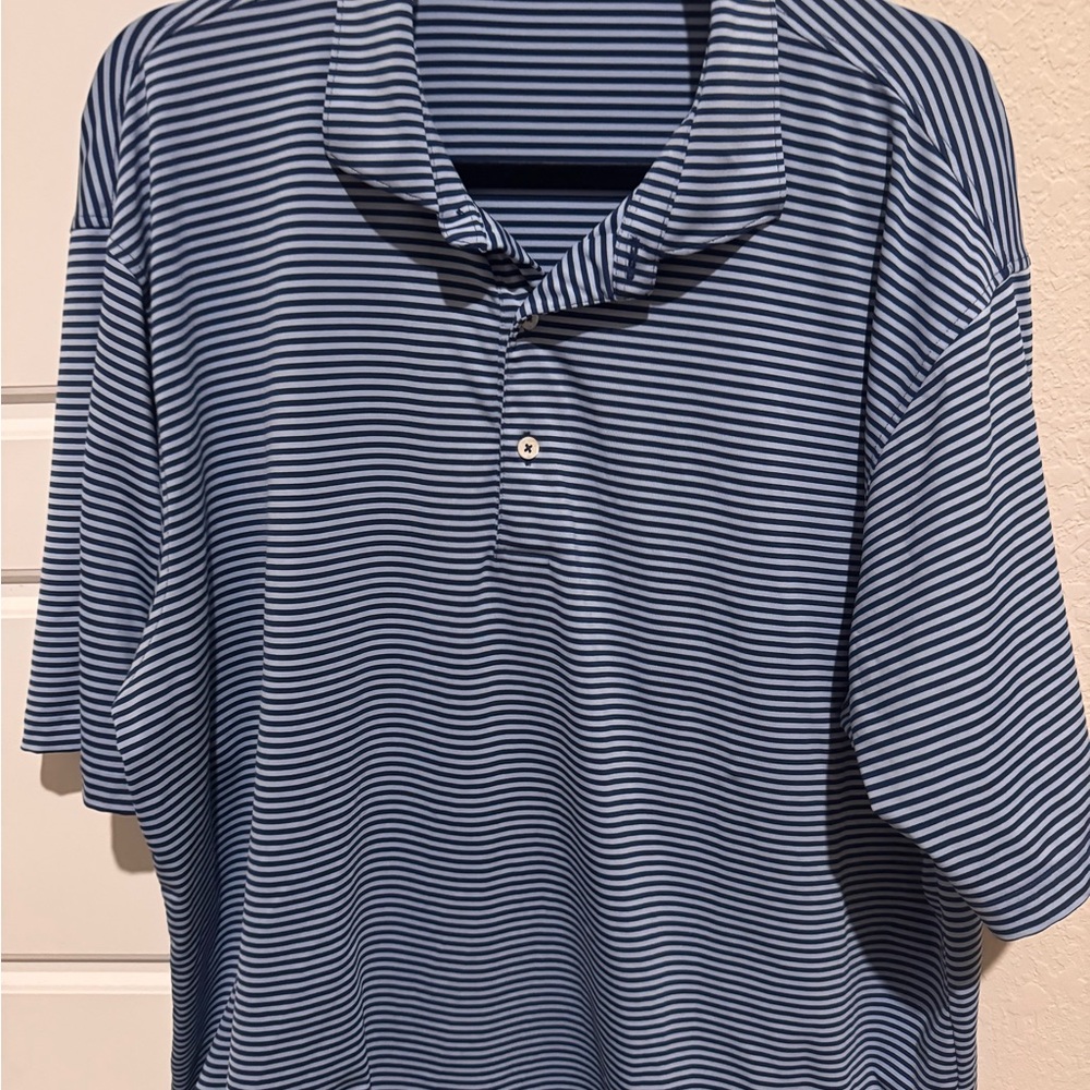 Blue and White Relaxed Polo Button Down